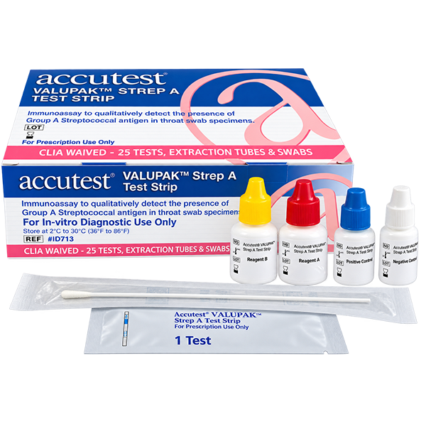 Accutest VALUPAK Strep A Test Strip ID713 kit contents